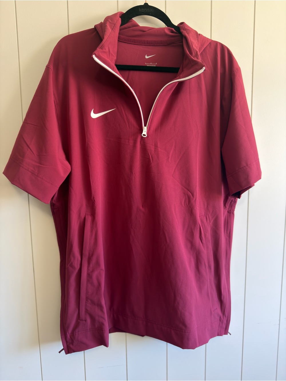 Nike Women’s Short-Sleeve Half-Zip Dress - Berry with White Swoosh